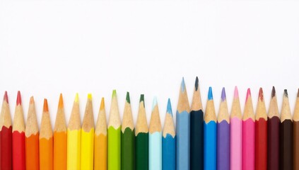 Colored pencils arranged in a rainbow spectrum for Pride Month celebration