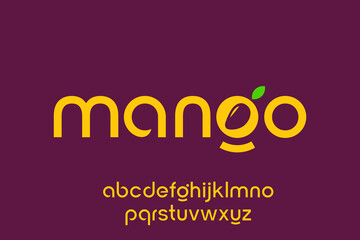 word of mango. modern minimalist clean alphabet font. lowercase bold and  round typography vector illustration design