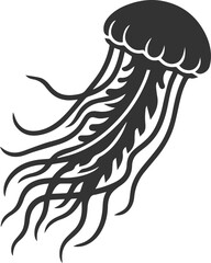 Jellyfish silhouette vector underwater fish drawing