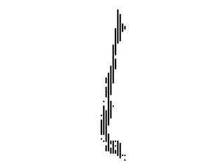 Vertical Lines Vector Map of Chile Medium