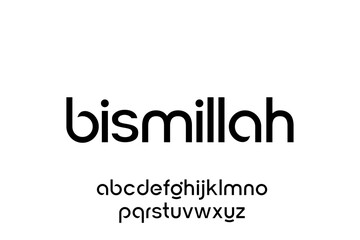 word of bismillah. modern minimalist clean alphabet font. lowercase bold and  round typography vector illustration design