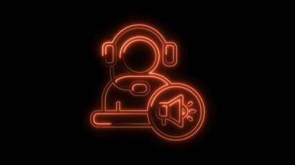 Customer support orange neon icon with speaker for announcements and marketing campaigns