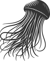 Jellyfish silhouette vector underwater fish drawing