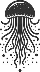 Jellyfish silhouette vector underwater fish drawing