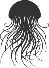 Jellyfish silhouette vector underwater fish drawing
