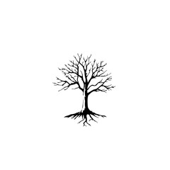 Bare Tree Roots Illustration: A stark black and white line art drawing depicts a leafless tree with exposed roots, conveying a sense of resilience and strength.