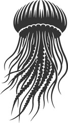 Jellyfish silhouette vector underwater fish drawing