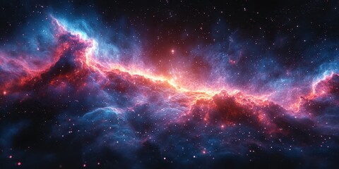 Vibrant cosmic nebula showcasing brilliant colors and intricate formations in the depths of space