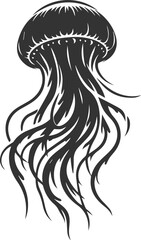 Jellyfish silhouette vector underwater fish drawing