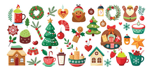 A charming collection of festive christmas illustrations featuring ornaments decorations holiday elements and festive vibes.
