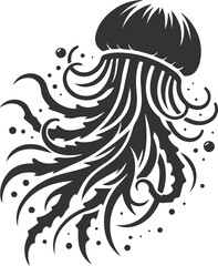 Naklejka premium Jellyfish silhouette vector underwater fish drawing