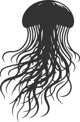 Jellyfish silhouette vector underwater fish drawing