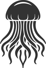 Jellyfish silhouette vector underwater fish drawing