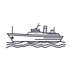 Obraz premium Ship on Water Sideview Icon: Vector Illustration for Nautical Designs and Maritime Concepts
