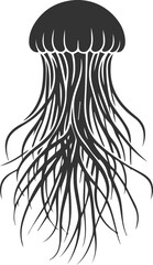Jellyfish silhouette vector underwater fish drawing
