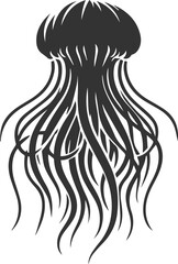 Jellyfish silhouette vector underwater fish drawing