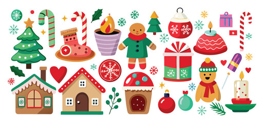 A delightful and festive collection of christmas themed graphic elements and illustrations for seasonal designs