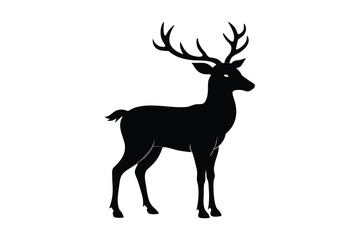 Obraz premium deer silhouette vector illustration isolated on white background