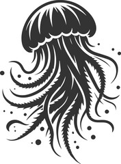 Jellyfish silhouette vector underwater fish drawing