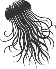 Jellyfish silhouette vector underwater fish drawing