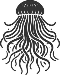 Jellyfish silhouette vector underwater fish drawing
