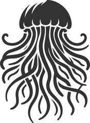 Jellyfish silhouette vector underwater fish drawing