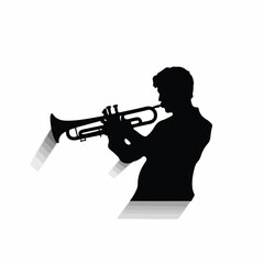 Professional Trumpet Musician Instrument Icon Shadow Vector Illustration