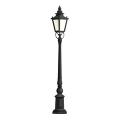 Cityscape with Urban Buildings and Street Lamp Post Vector Illustration
