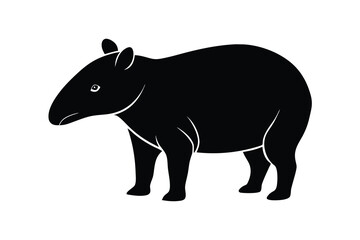 Fototapeta premium Tapir silhouette vector illustration on white background 