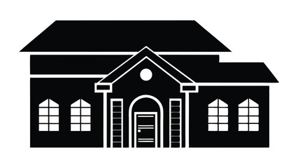 Black and white vector house icon set for residential building and real estate business illustration silhouette on white background