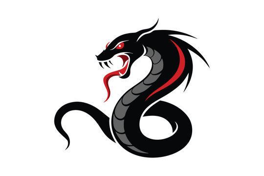 Angry viper silhouette isolated on white background
