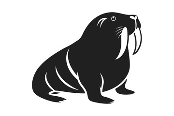 Walrus silhouette logo icon on white background