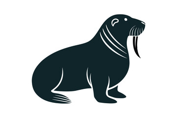 Walrus silhouette logo icon on white background