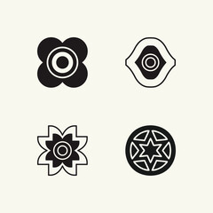 Mid century modern flowers vectors. Simple geometric icons.