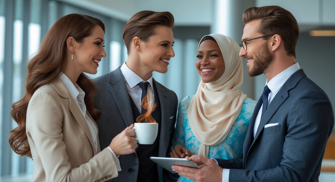 Diverse Team Collaboration in Modern Office