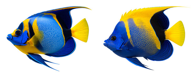 Angelfish Swimming Diagonally with Flowing Fins Transparent Background PNG