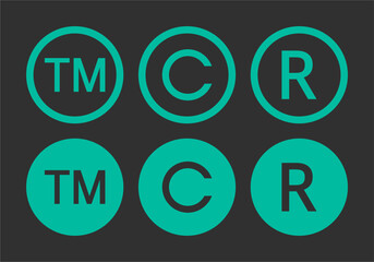 copyright symbol, trademark, Registered Trademark, vector icon
