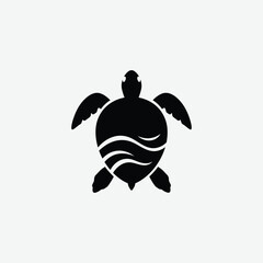Download a clean black silhouette of a sea turtle, ideal for ocean-themed graphics, marine conservation projects, tattoos, decals, logos, and educational materials. 