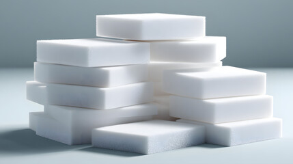 Stack of White Rectangular Blocks Clean Minimalist Abstract Photography
