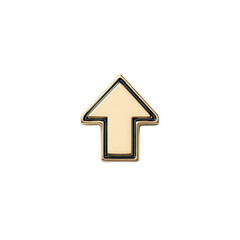 Fototapeta premium Gold and cream arrow icon pointing upwards, symbolizing direction or progress, with glossy finish and 3D effect