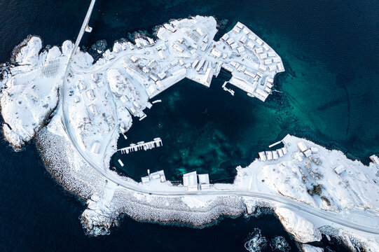 Visiting a snow covered fishing village in Lofted, Norway - Powered by Adobe