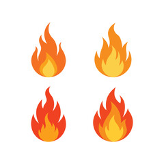 A set of colorful flames fire vector art illustration
