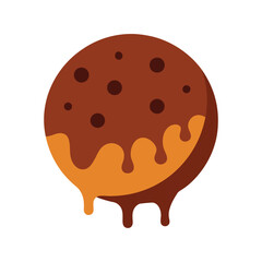 Chocolate chip cookie with chocolate drip vector illustration