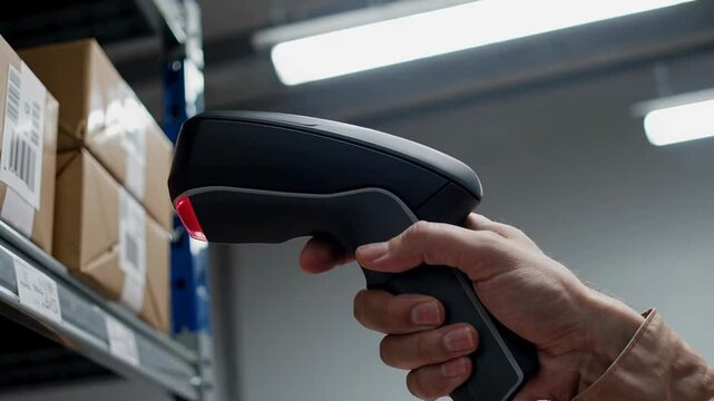 Efficient barcode scanning in warehouse: handheld device in action