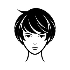 Woman short hair silhouette icon isolated on transparent background