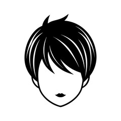 Woman short bob haircut silhouette isolated on transparent background