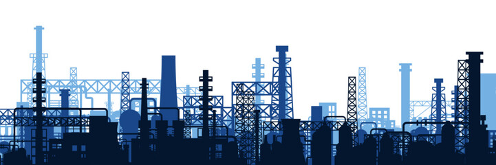 Industrial factory skyline in colorful parallax style