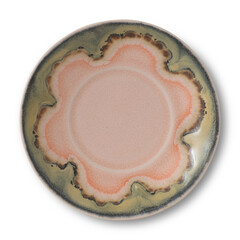 Antique, heart-shaped stone box with a blank golden medal design and vintage wax seal illustration