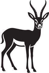 Springbok antelope elegant black silhouette, Graceful wildlife vector animal art