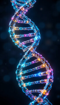 3D DNA Double Helix with Molecular Bonds for Genetic Visualization